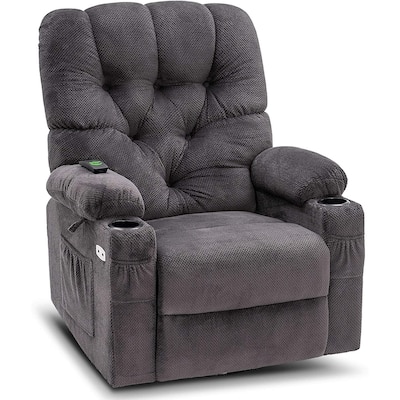 MCombo Electric Power Swivel Glider Recliner Chair with Cup and USB Ports, Fabric 7797