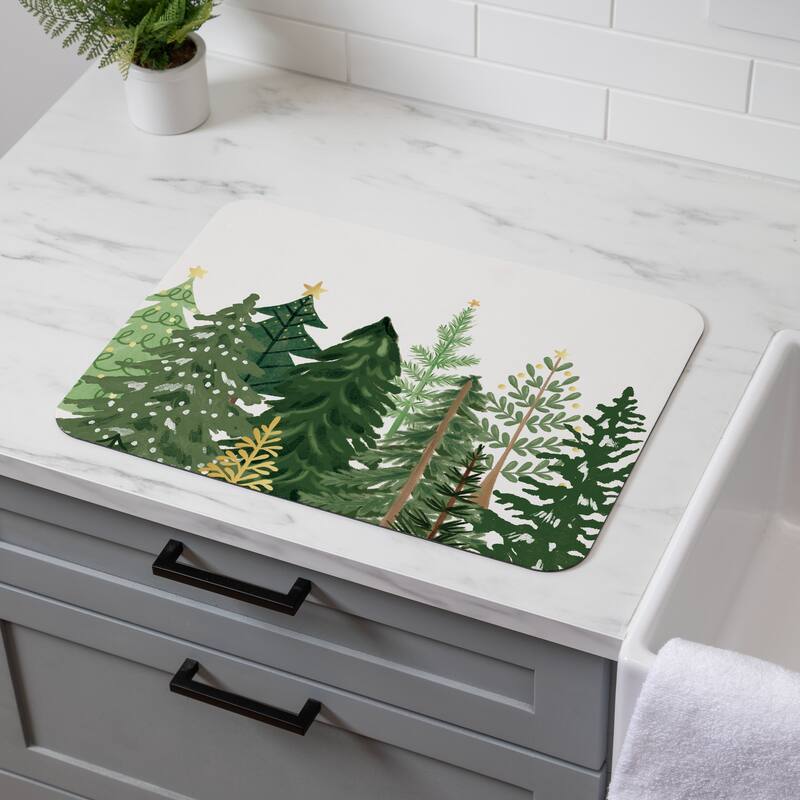 Shades of Green Tree Forest Drying Mat - 20" x 15"