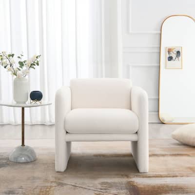 Modern Teddy Fabric Accent Chair with Waved Arms