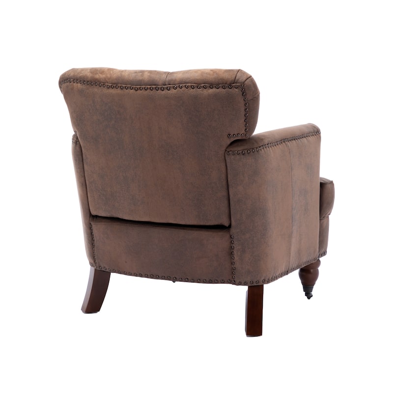 Mid-Century Brown Fabric Upholstered Accent Chair