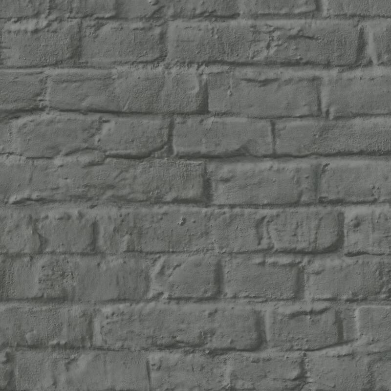 Galerie Wallcoverings The Loft Collection Brick Effect Matte Finish Vinyl on Non-woven Wallpaper Roll - 33-feet long x 21-inches wide - Black