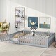 preview thumbnail 38 of 43, White Full Size Wooden Floor Bed with Fence & Door, Rubber, Safety Guardrails