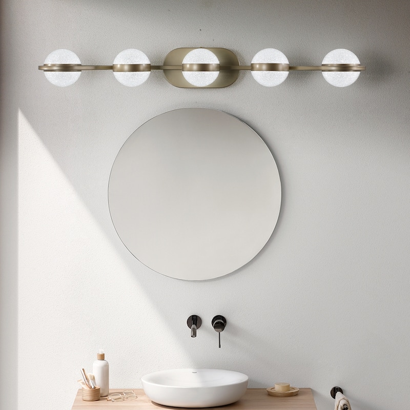 5-Light Champagne Gold LED Vanity - Acrylic - Bathroom Mirror