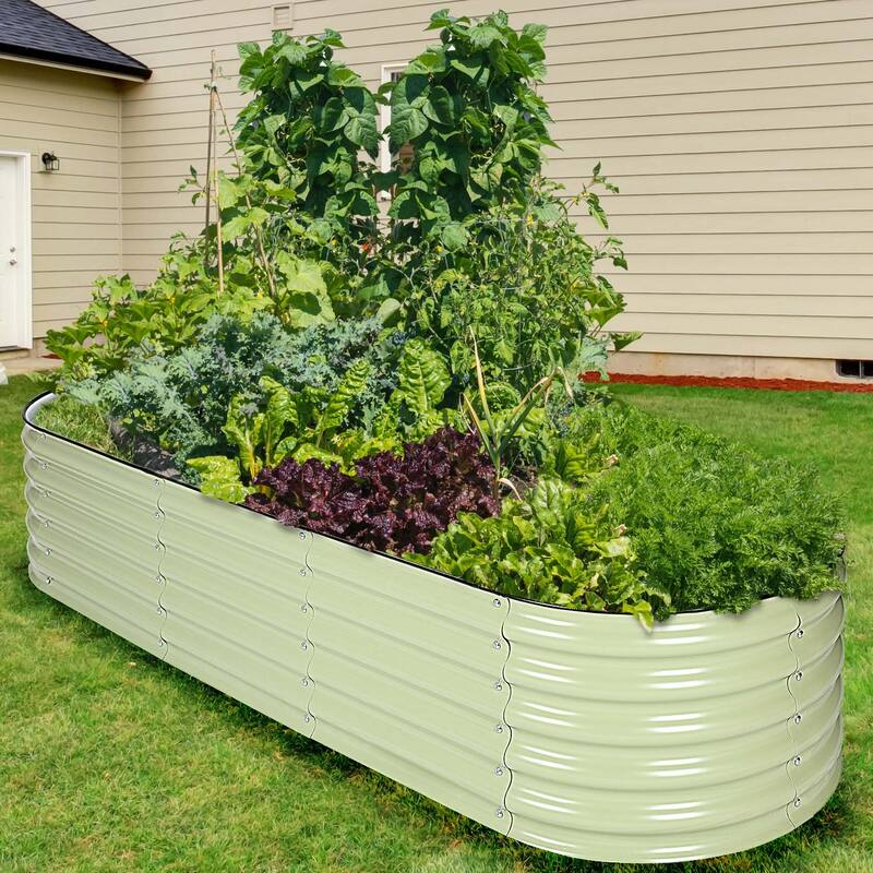 Aoodor 6-in-1 Modular Metal Raised Garden Bed 67" (L) x47" (W) x17" (H) Outdoor Garden Planter Box - 67X47X17 - Green