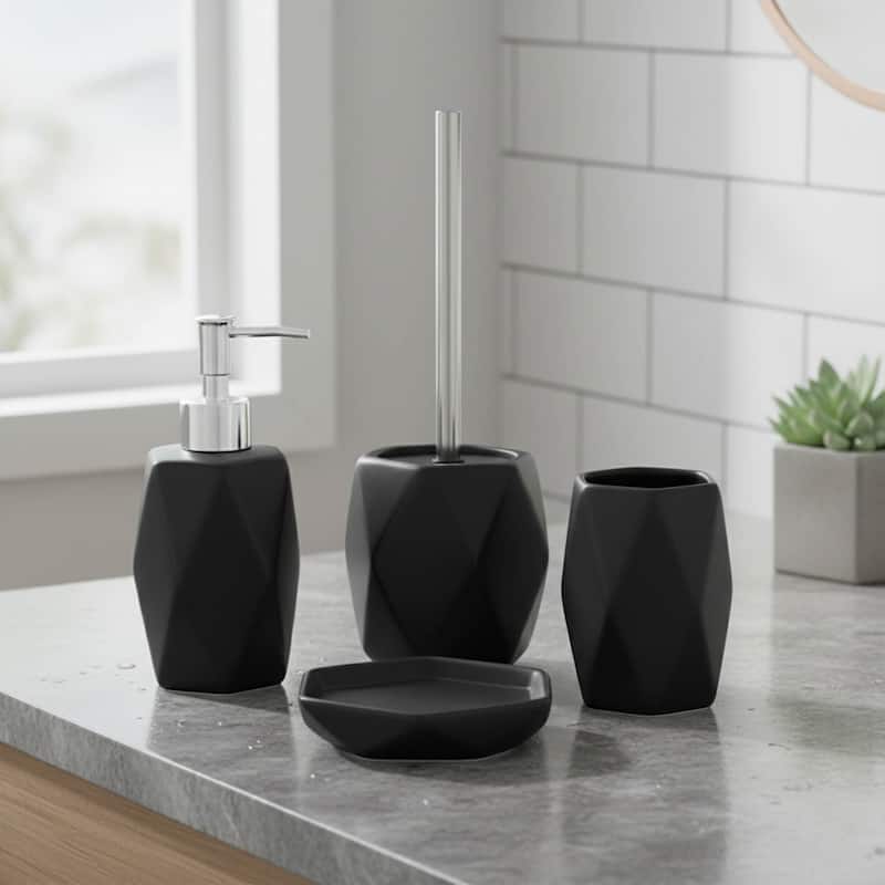 Diamond Bath Set Accessories White or Black