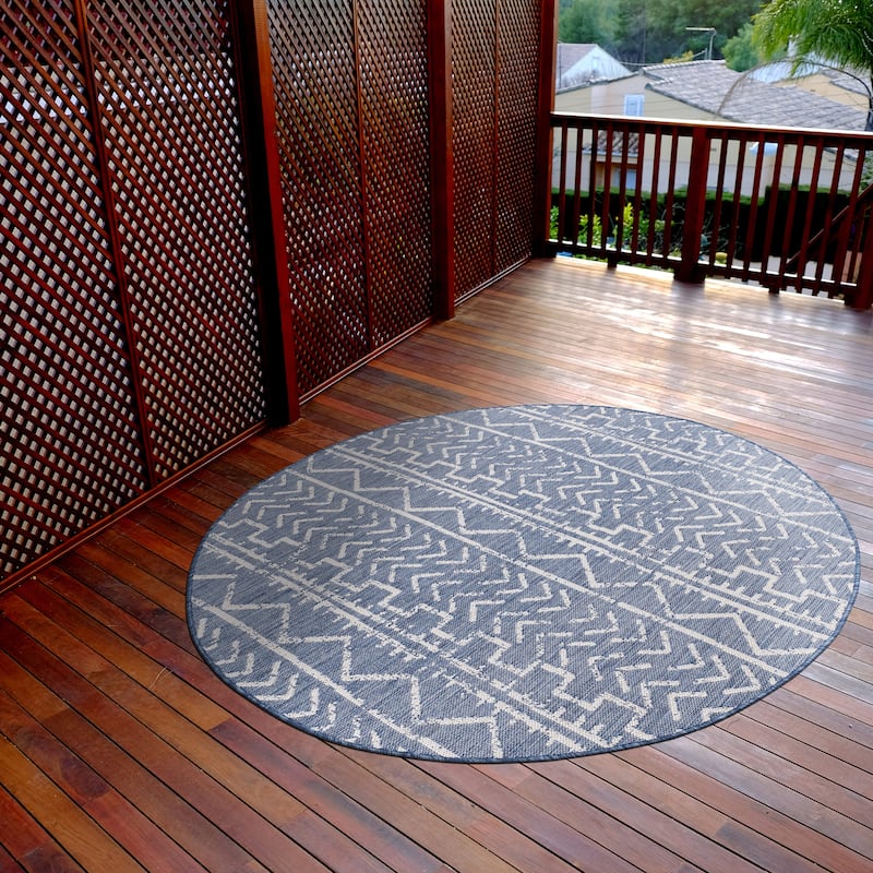 Beverly Rug Blue Trellis Indoor Outdoor Area Rug