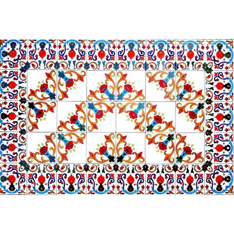 32in x 20in Trumpet Flower Accent Mosaic Wall Mural 40 Ceramic Tiles