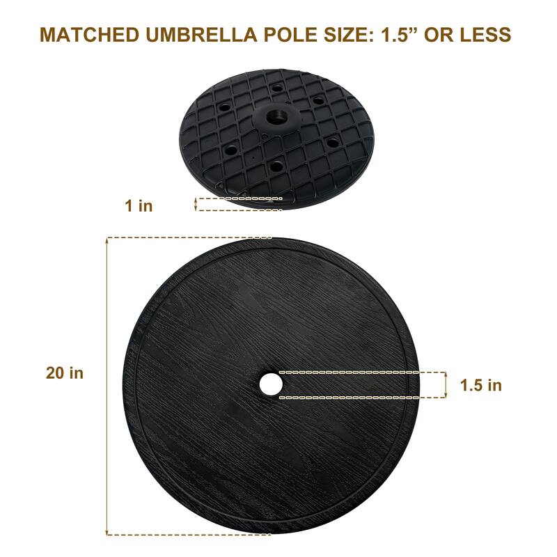 Outdoor Adjustable Umbrella Table, Portable Round Table Tray with Umbrella Hole