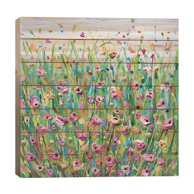 Pink And Green Print On Wood by Olga Tkachyk - Multi-Color