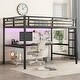 preview thumbnail 5 of 12, Metal Full XL Size Loft Bed with Power Outlet and LED Lighted, Noise Reduced