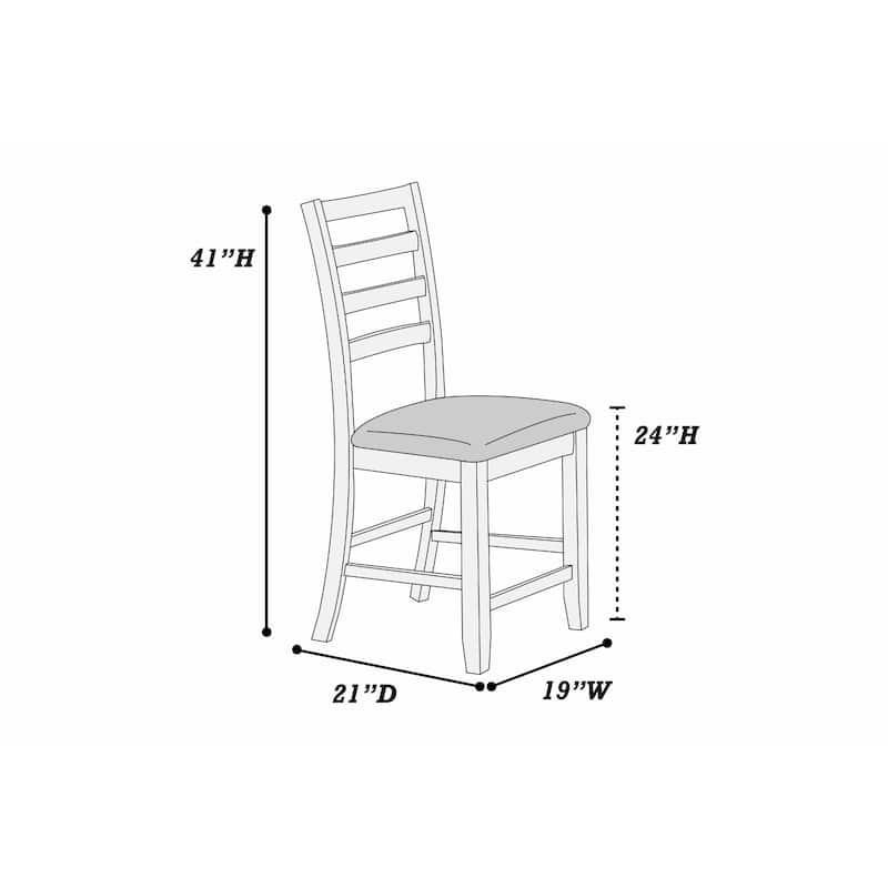 Rosanna Counter Height Chairs, Set of 2, White Fabric Foam Seat, Walnut Brown Wood