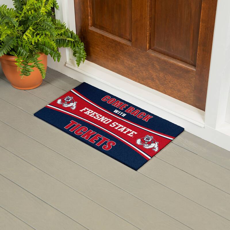 Fresno State University 28 in. x 16 in. PVC "Come Back With Tickets" Trapper Door Mat