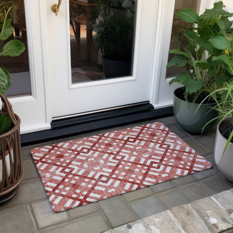 Machine Washable Indoor/ Outdoor Chantille Contemporary Trellis Rug