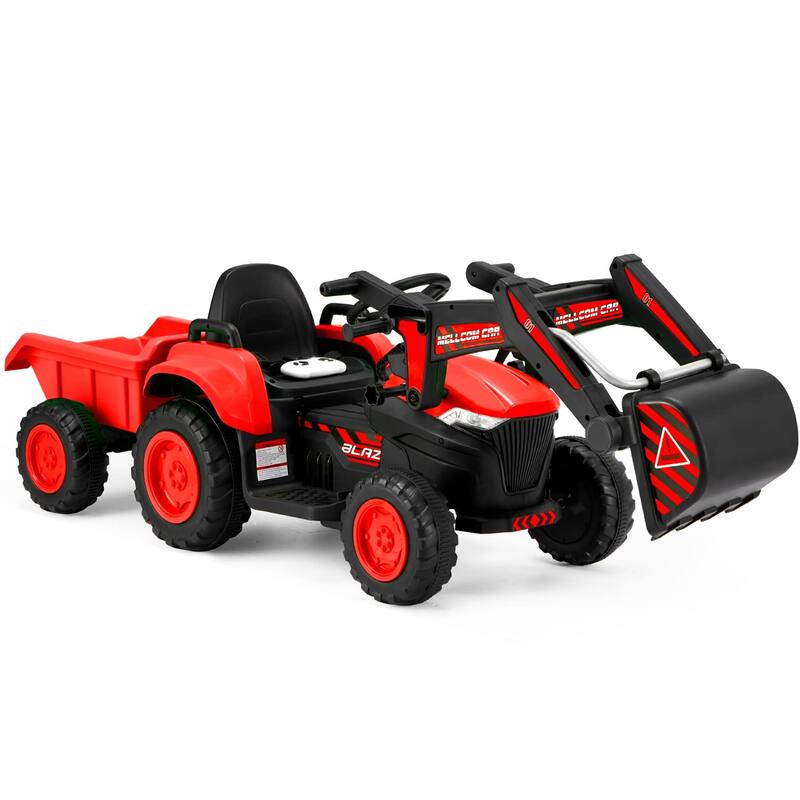 EROMMY Ride on Car Toys with Remote Control, Digger, Horn, Lights, Music Player, Safety Belt,