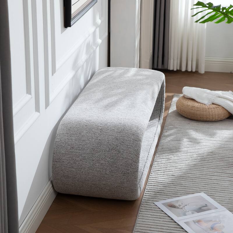 52.17"W Chenille Upholstered Bench for Bedroom End of Bed,Modern Shoe Bench for Entryway,Equipped With An Iron Frame