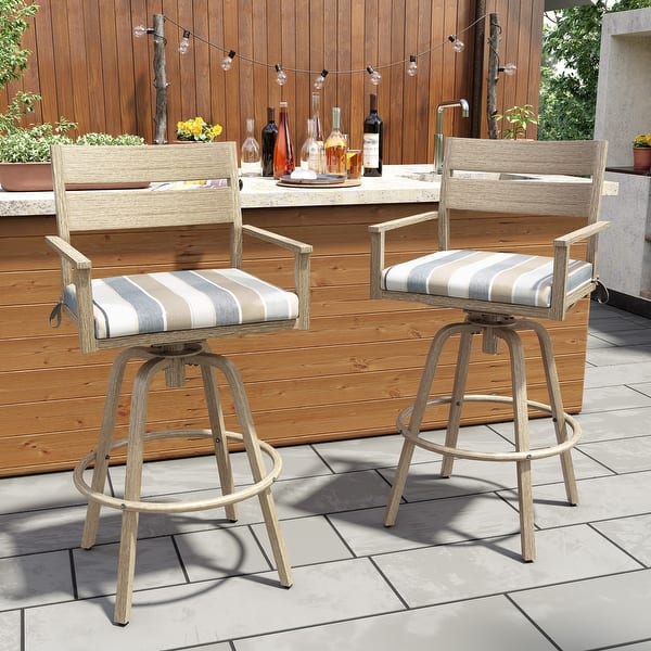 slide 2 of 46, Outdoor Aluminum Swivel Patio Bar Stools with Sunbrella Fabric Cushion