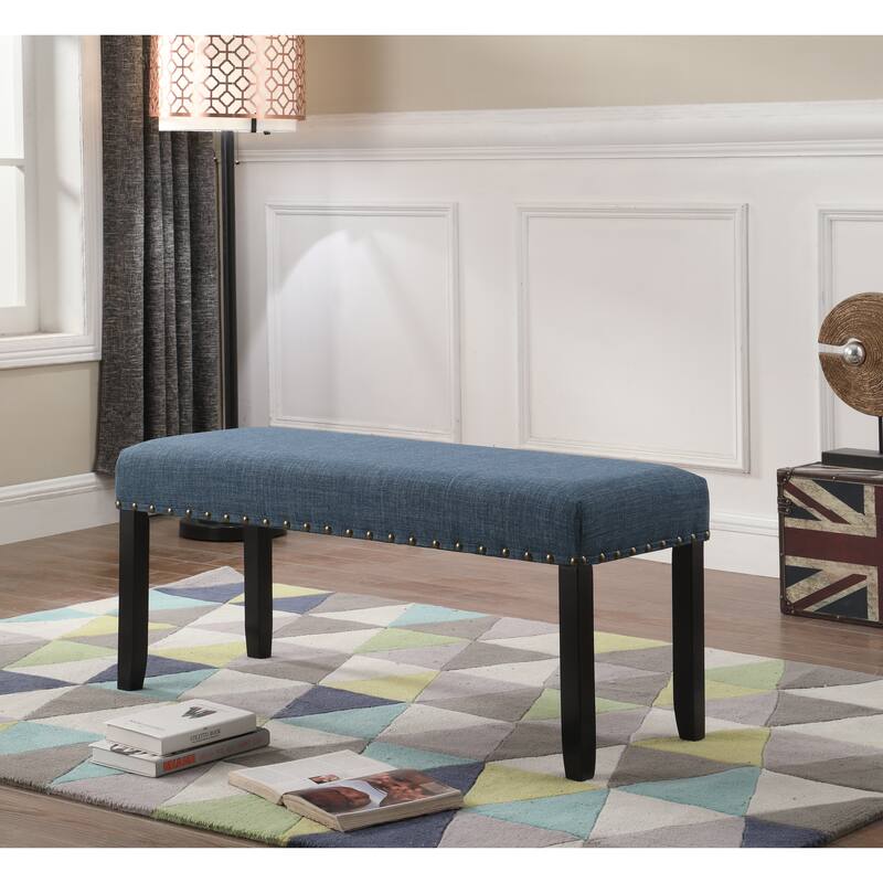 Dining Bench Corridor Bench Leisure Bench with Nailhead Trim, Upholstered Seat Decorative Bench with Solid Wood Legs