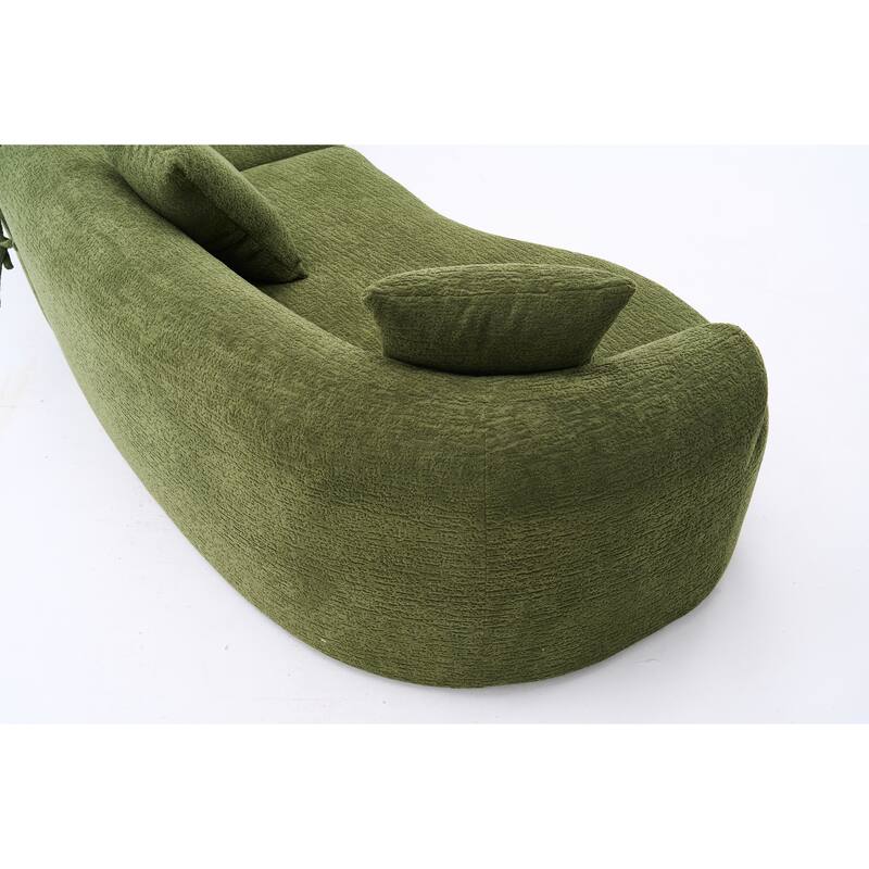 Modular Curved Sectional Sofa, Full Compression 4-Seater Foam Couch, Chenille Boneless Cloud Sofa for Living Room, Bedroom