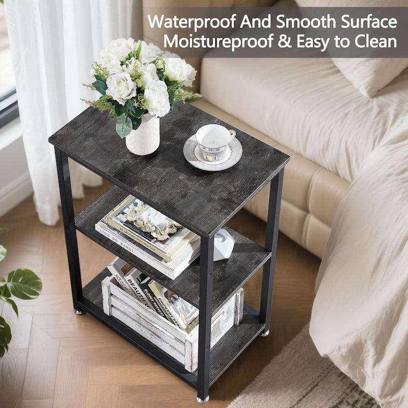 Javlergo Industrial End Side Tables Nightstand with 3-Tier Storage Shelf