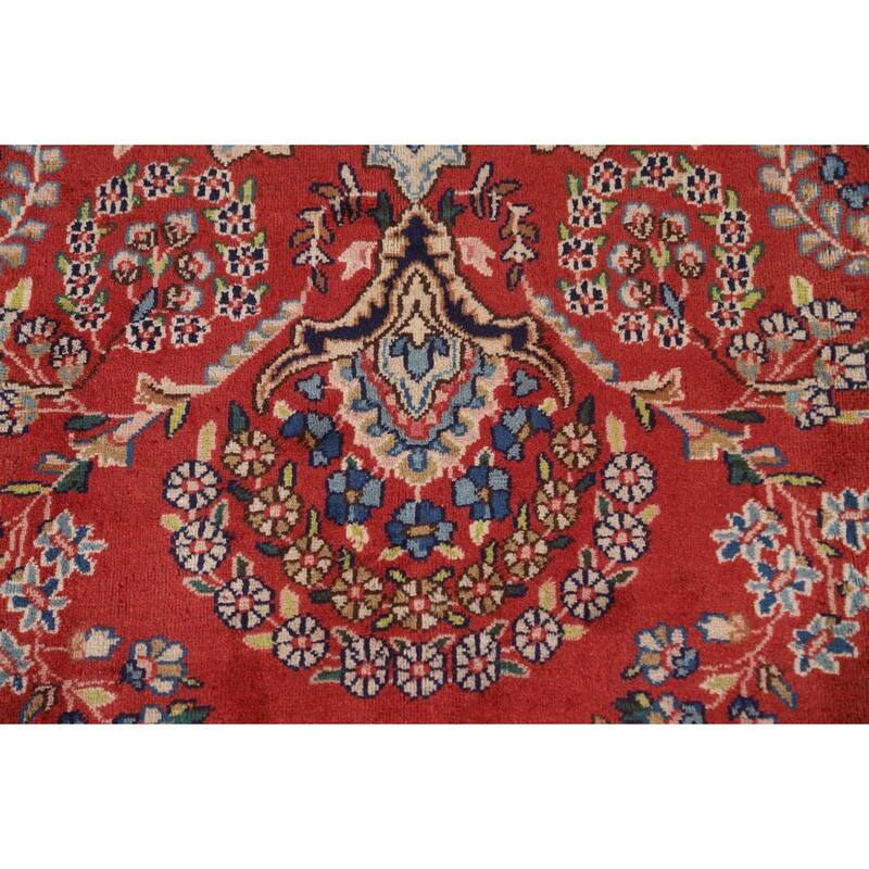 Hand Knotted Oriental 100% Wool Carpet Traditional Floral Oranges & Rust Kerman Area Rug - 11' 4'' X 8' 0''
