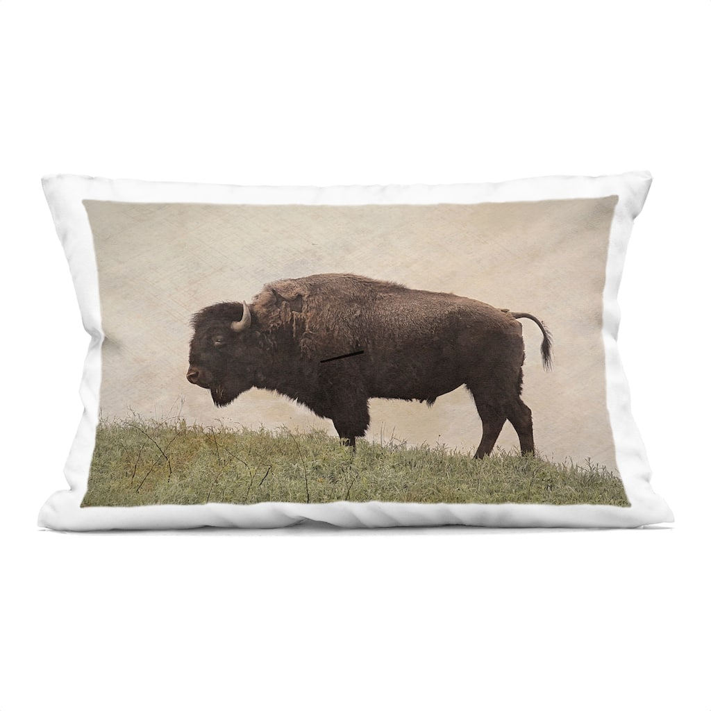 Stupell Serene Buffalo on Country Hill Decorative Printed Throw Pillow Design by Steve Toole