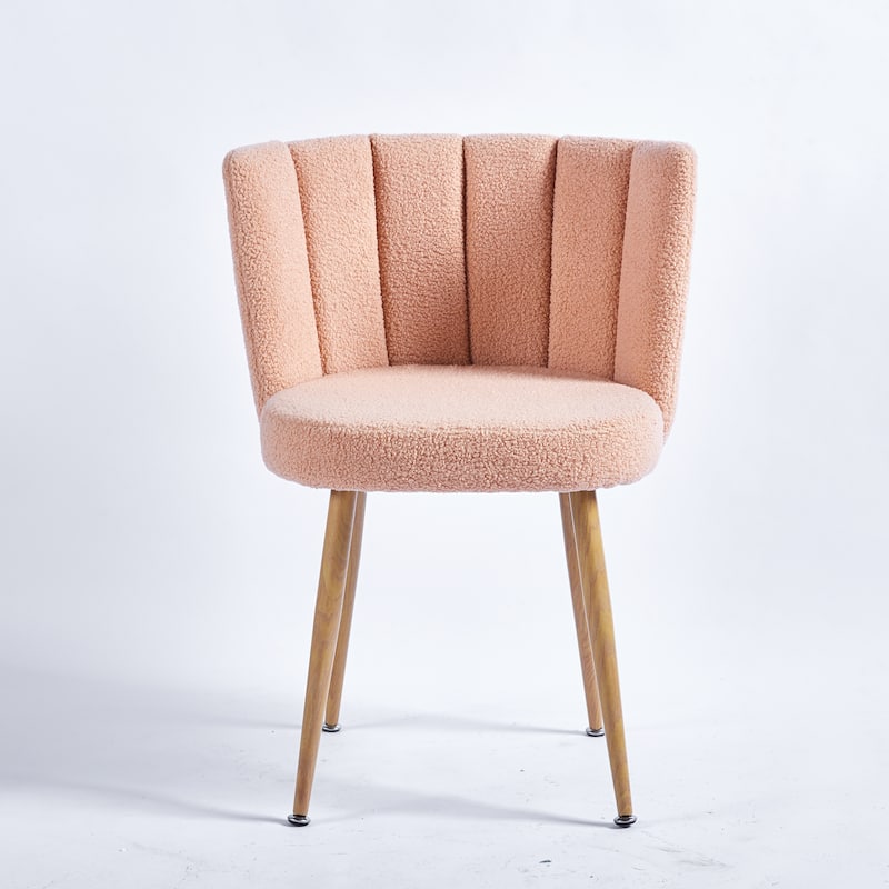 2Pcs Dining Chairs, With Iron Tube Wood Color Legs, Shorthair Cushions And Comfortable Backrest For Dining Room