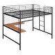 preview thumbnail 6 of 8, Black Full Size Metal Loft Bed with Desk, Ladder & Grid