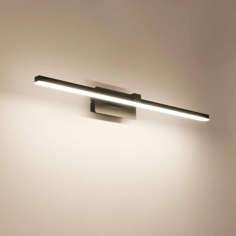 Ultra Minimalist Ribbed Linear LED Bathroom Mirror Vanity Light - 23.6in - Black