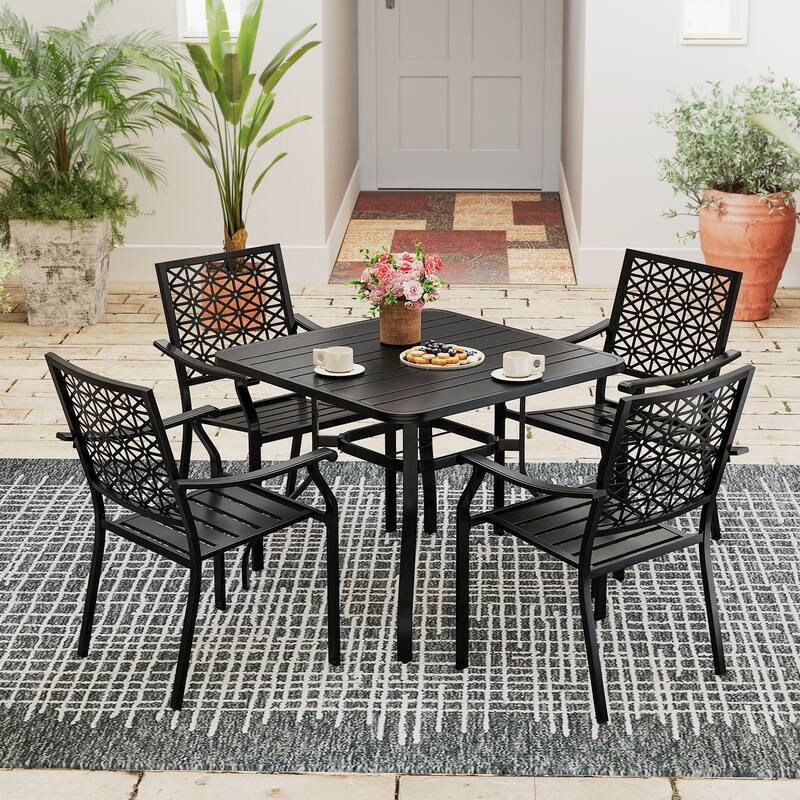 Gymax Outdoor Dining Table for 4 37 Inches Square Patio Bistro Dining