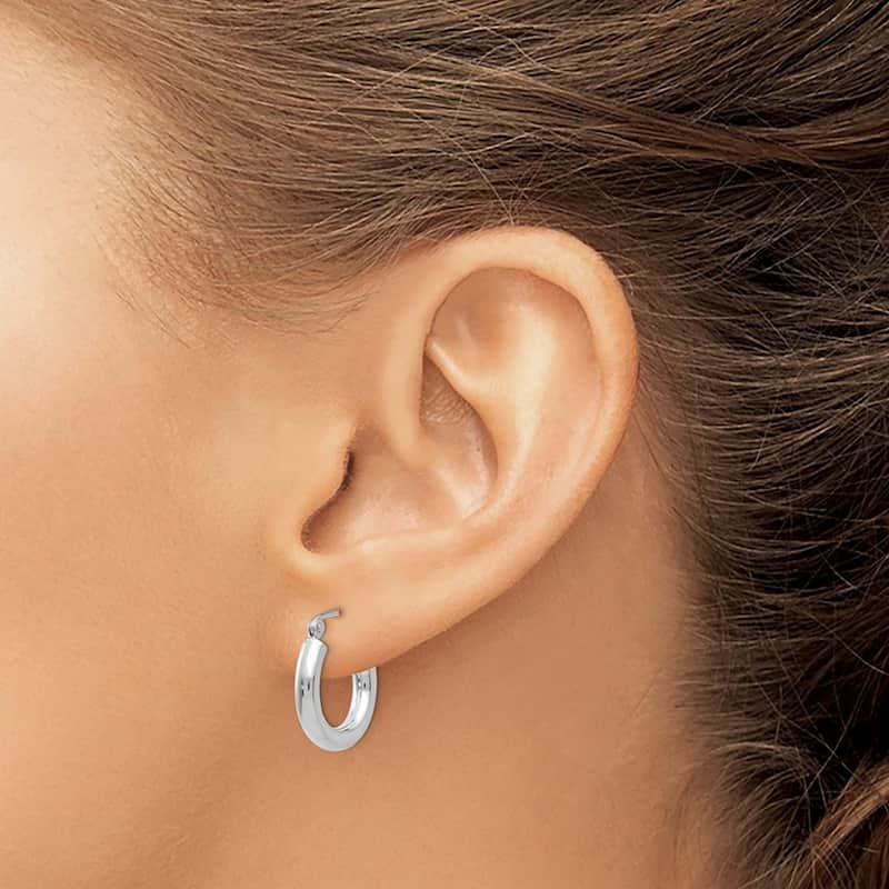 Curata 10k White Gold 3mm Polished Solid Classic Tube Hoop Earrings -14mm - 65mm - 25mm