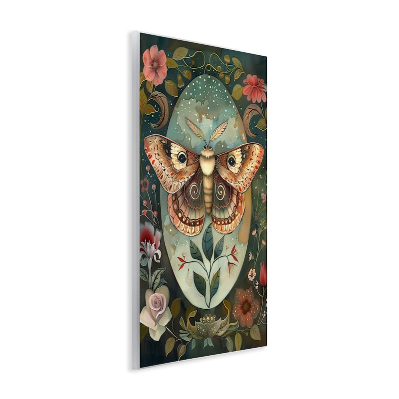 Stupell Moth with Blooming Florals Wall Plaque Art Design By The Dutch Lady