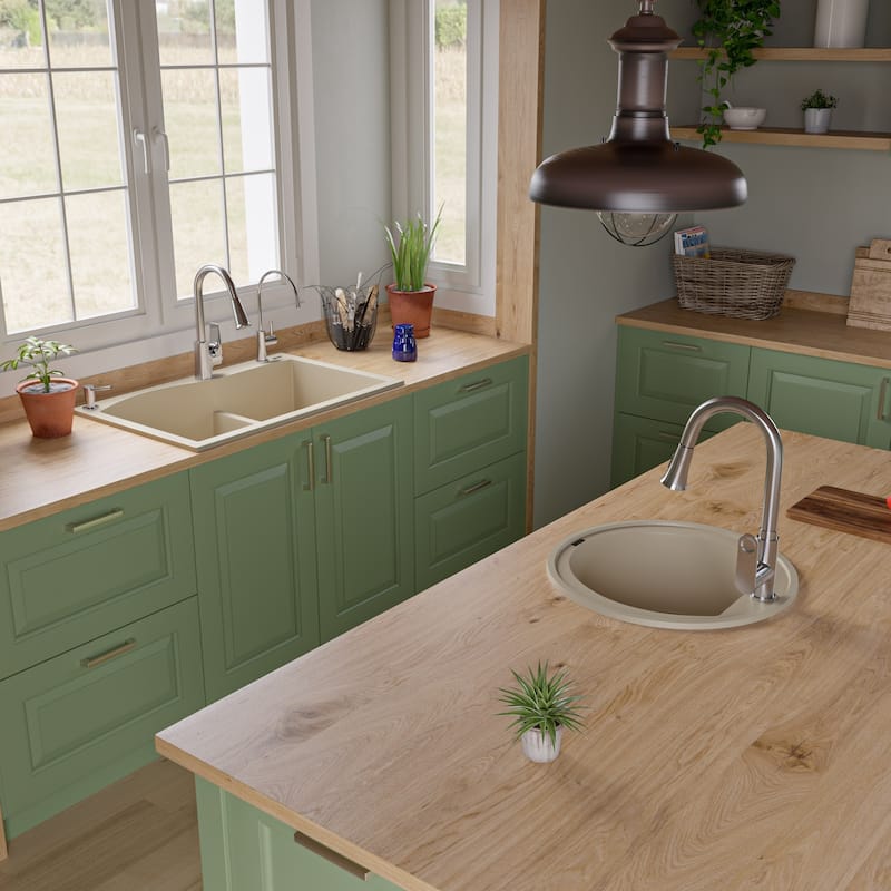 Alfi Biscuit Granite Composite 20-inch Drop-in Round Kitchen Prep Sink