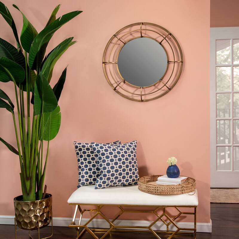 Sagebrook Home Round Wall Mirror - 28" x 3" x 28" - Gold
