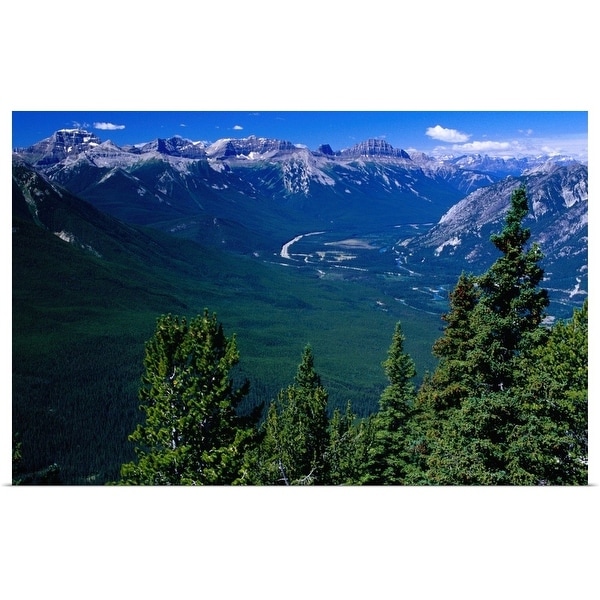 "View westwards to Trans Canada Highway from Sulphur Mountain, Canada" Poster Print