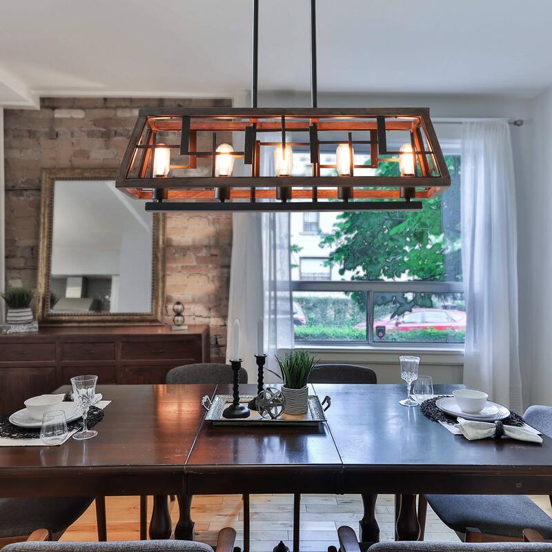 Anmytek Dining Room Linear Chandelier Farmhouse Modern Kitchen Island Pendant Lighting Fixtures