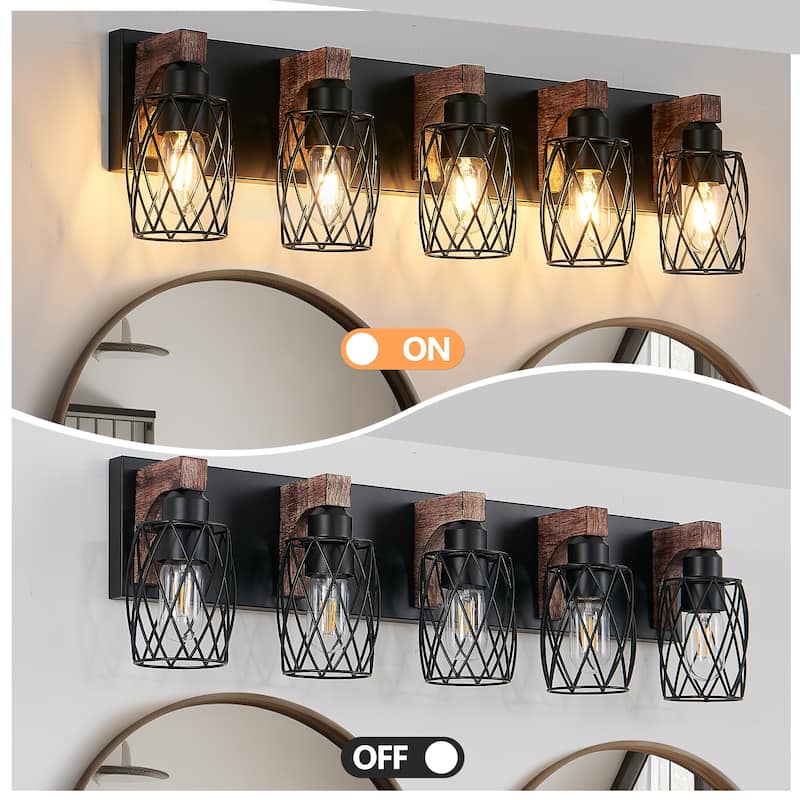 31" Industrial Vintage 5-Light Wall Sconce, Cage Wall Lighting Fixture