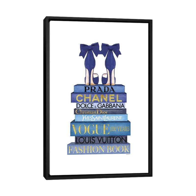 iCanvas "Tall Blue Books, Blue Shoes" by Amanda Greenwood Framed Canvas Print - Black - 40x26