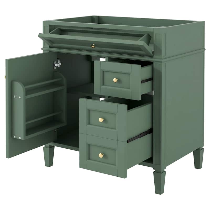 (Base Only)Modern Bathroom Storage Vanity Base with 2 Drawers and a Tip-out Drawer