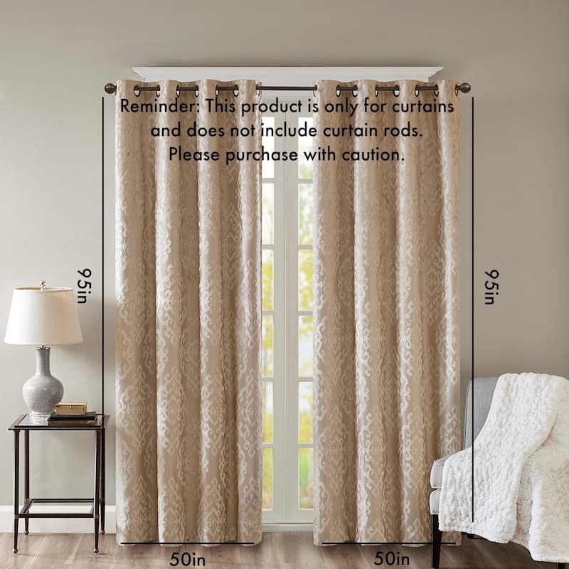 Knitted Jacquard Damask Grommet Top Curtain Panel
