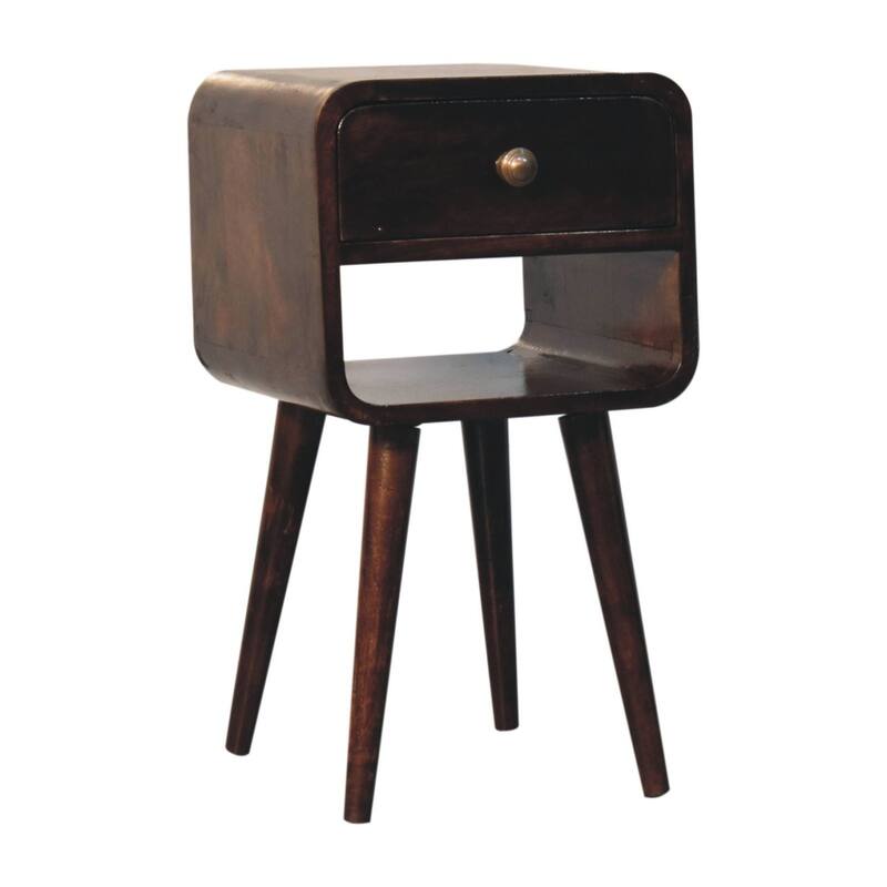 HomeRoots 22" Walnut Solid Wood Square One Drawer Nightstand
