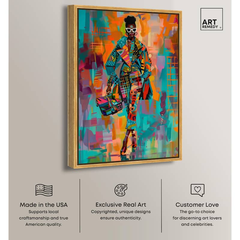 Bold Patchwork Style Canvas by Art Remedy