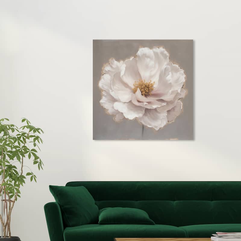 Wynwood Studio Canvas Floral and Botanical Soft Creamy Flower White and French Country Wall Art Canvas Print - White, Gray - 30 x 30