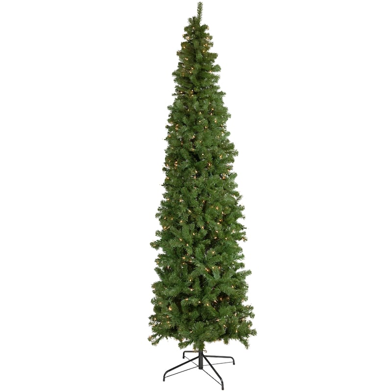 7.5' Hazelton Spruce Pencil Artificial Christmas Tree, Clear Lights - 7.5 Foot