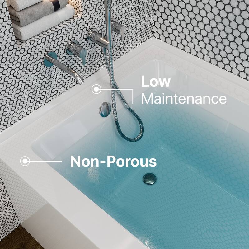Eviva Nova 60" White Acrylic Alcove Bathtub-Left Drain