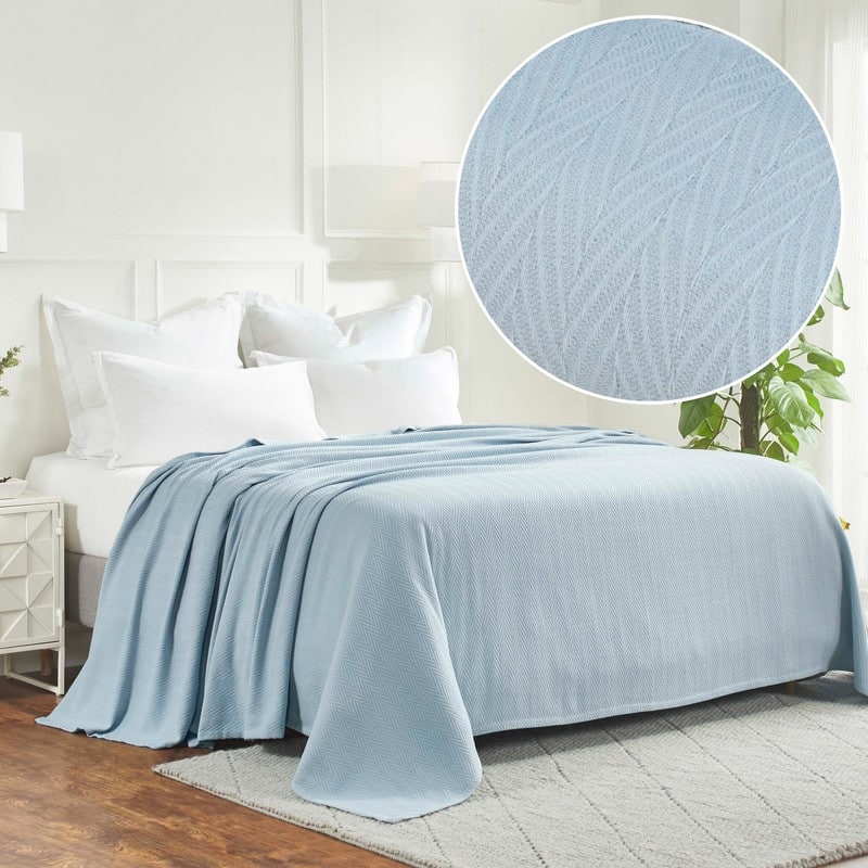 Superior Metro Zig-Zag Chevron All-Season Bedding Cotton Blanket - Twin - Light Blue