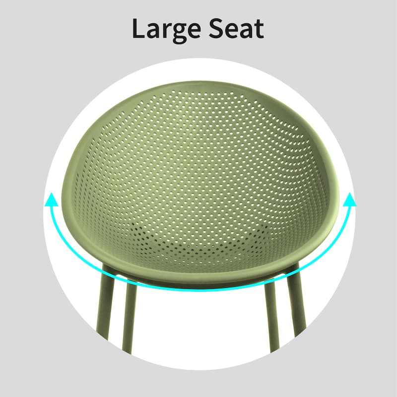 Mid-Century Modern Plastic Lounge Chair Plastic Legs with Breathable Perforated Egg Shaped Seat for Indoor/Outdoor Use