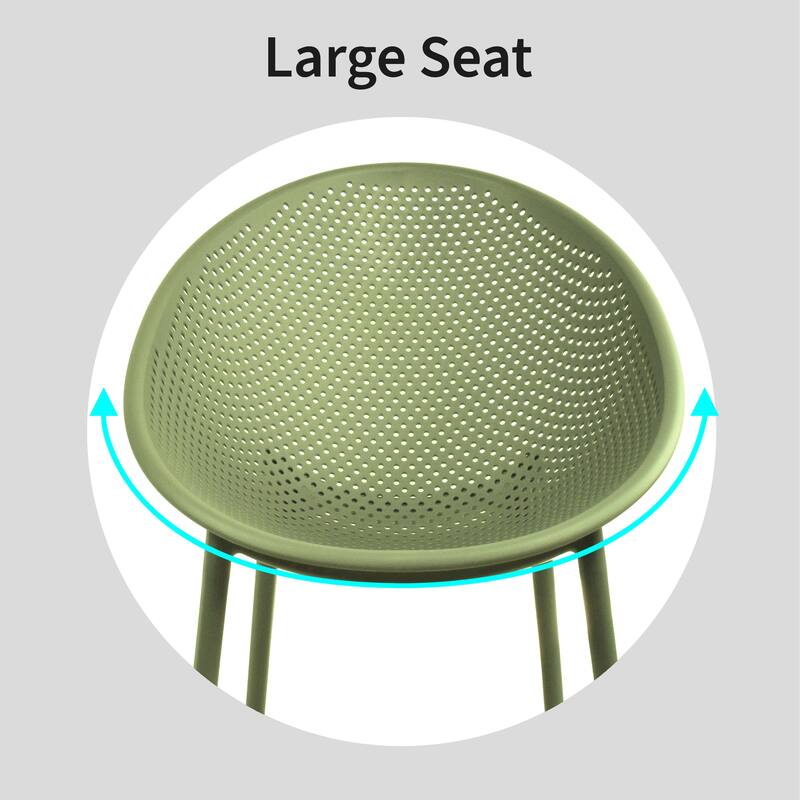 Set of 2 Modern Plastic Lounge Chair Plastic Legs with Polka Dots Spot Breathable for Patio Outdoor or Indoor Use