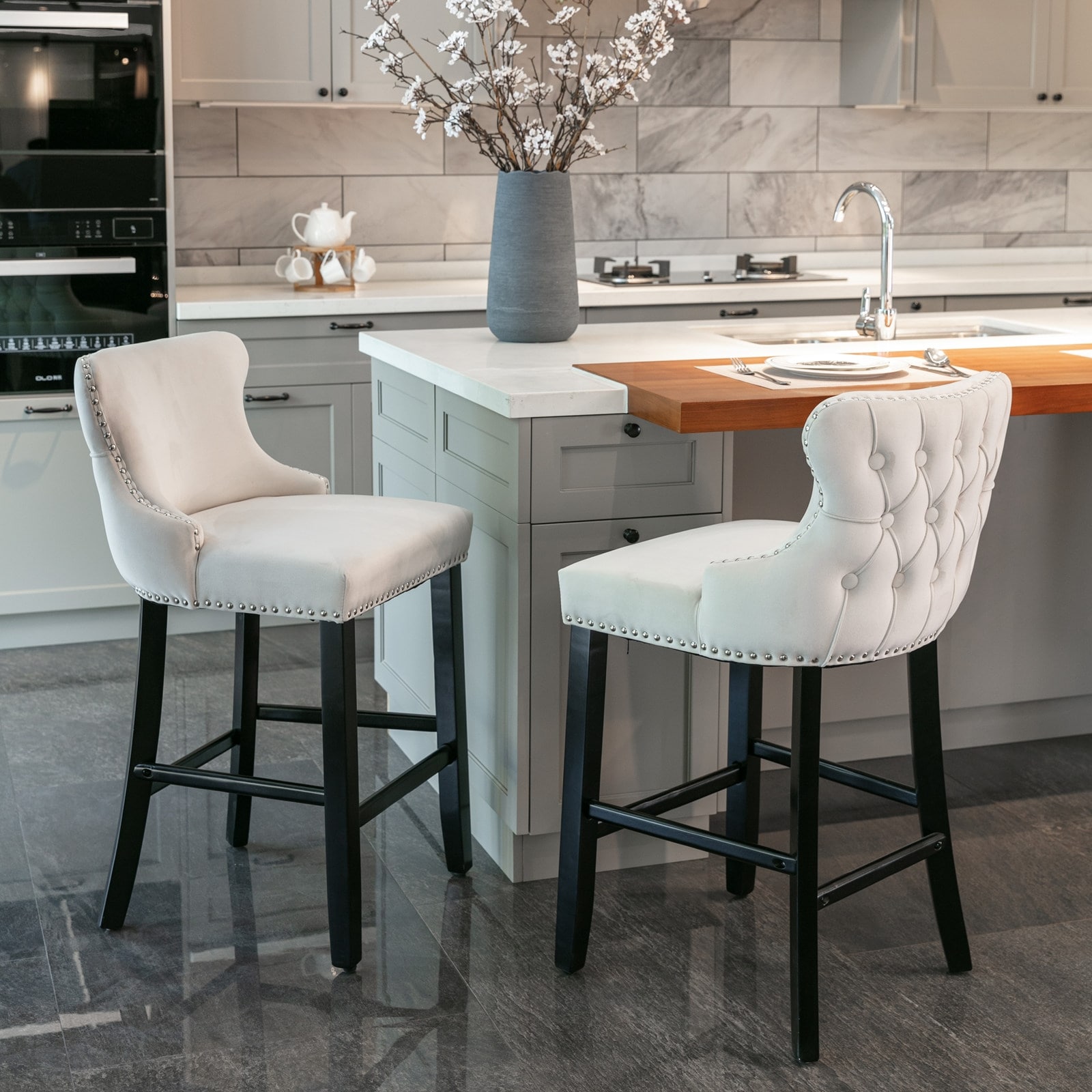 Beige bar stools set of 4 deals