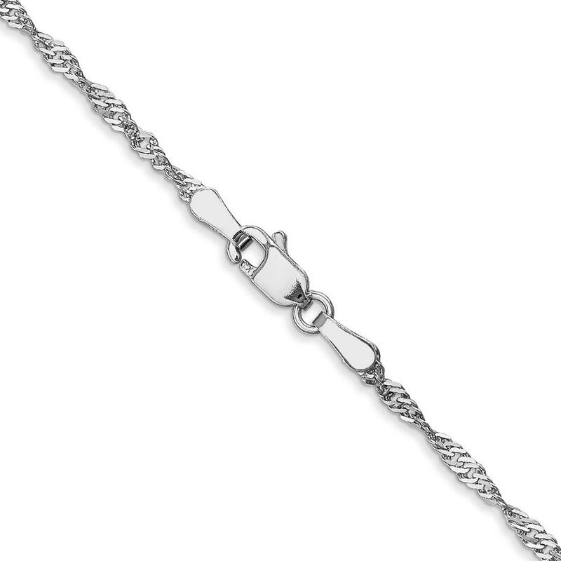 Curata 14k White Gold 1.6mm Sparkle Singapore Chain Necklace Options: 16 18 20 24