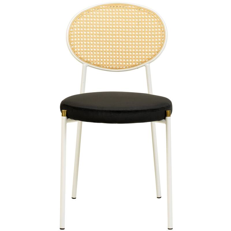 LeisureMod Euston Set of 4 Velvet Modern Dining Chair - Wicker Back Accent Chair for Home Living Room & Kitchen
